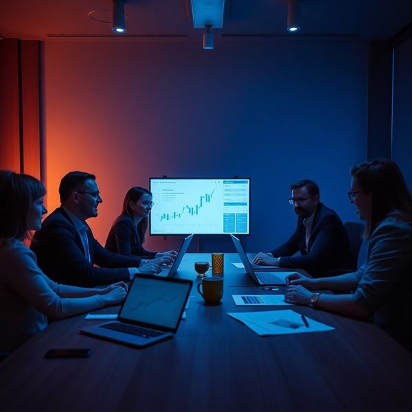 Echipă de consultanți financiari colaborând în jurul unei mese de conferință
