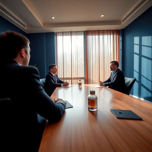 Echipa StrategyHive într-o sală de ședințe modernă cu accente indigo, Constanța